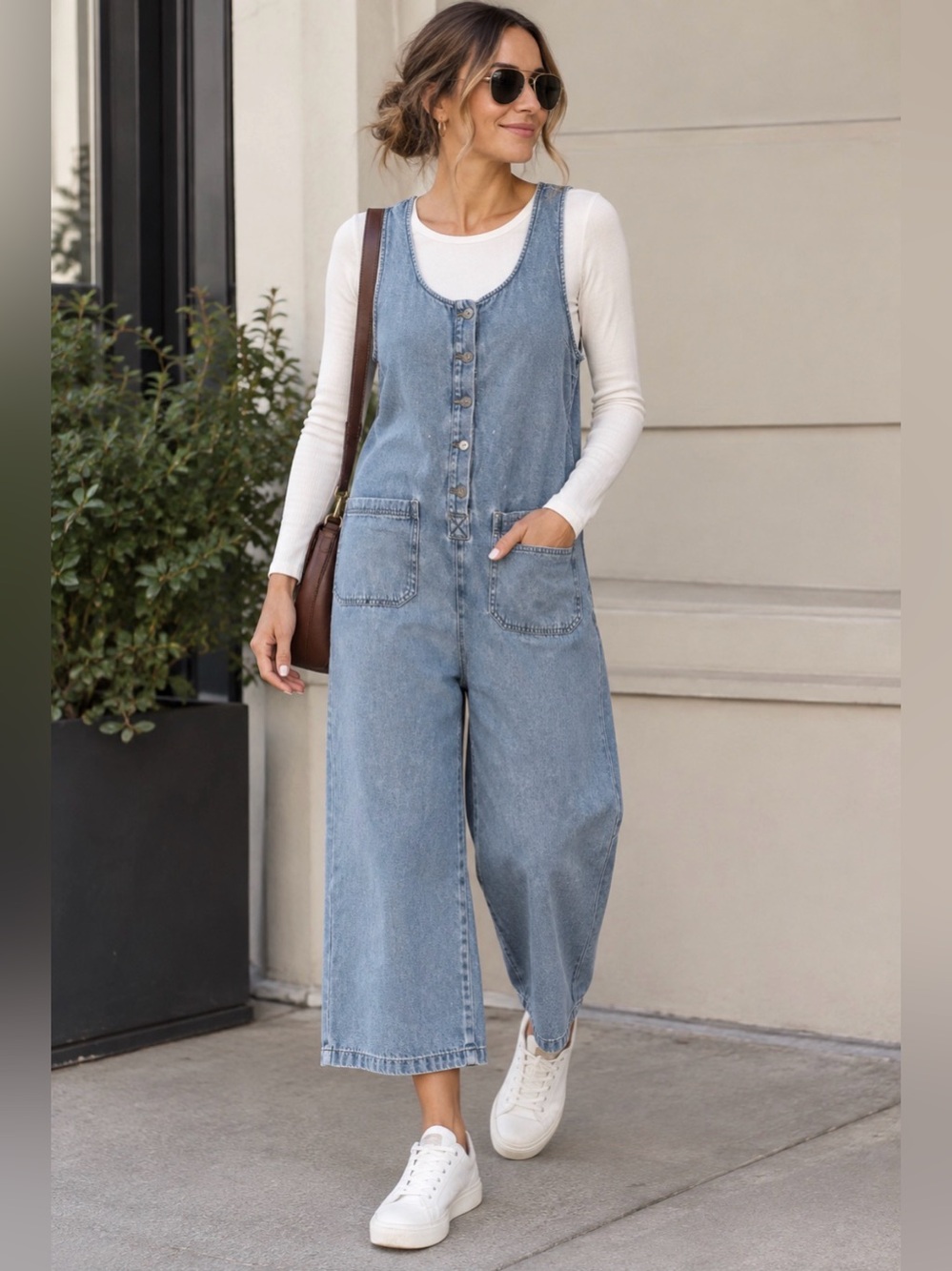 Casual Light Blue Denim Jumpsuit Jeans